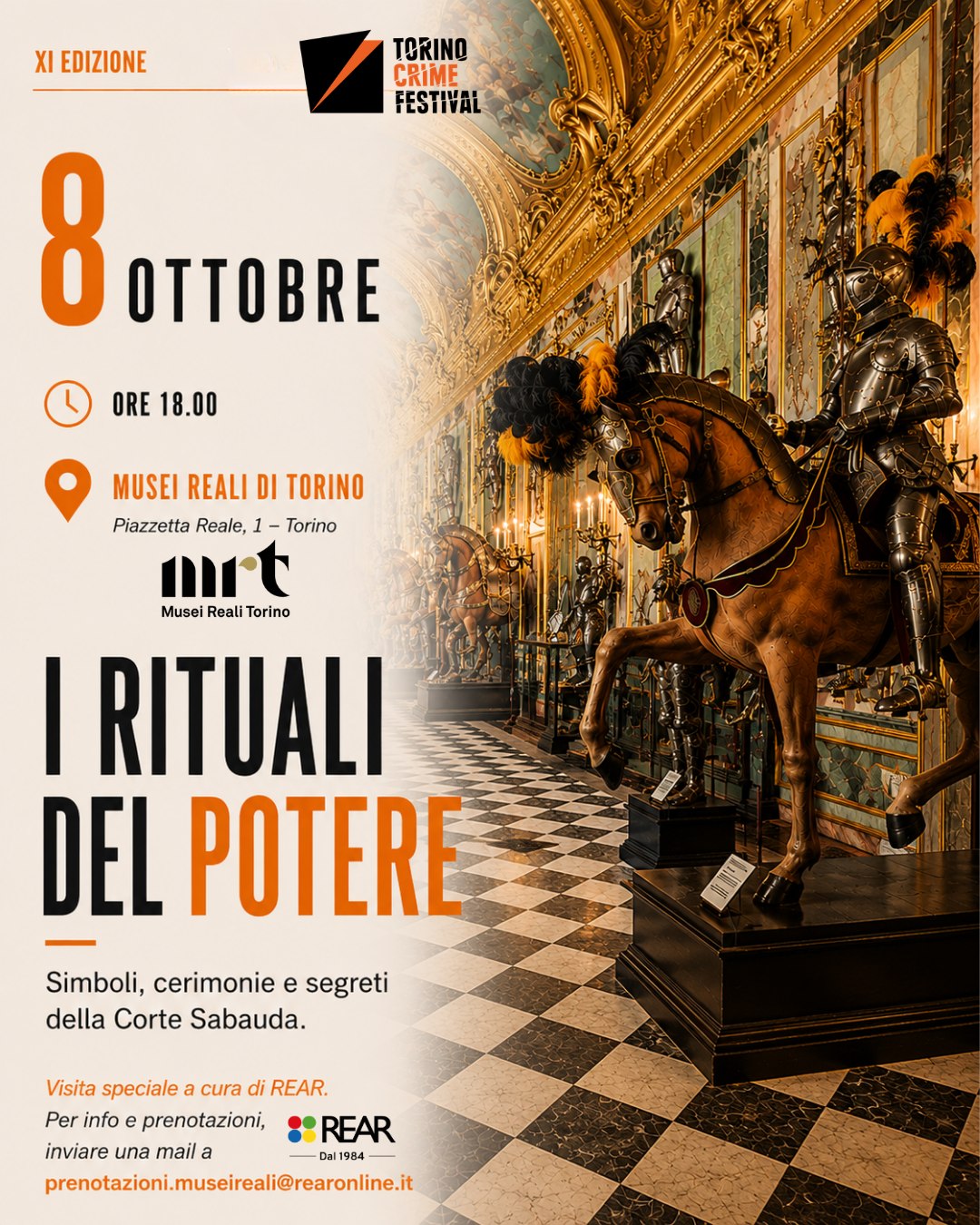 Locandina de I rituali del potere, visita dell’8 ottobre ai Musei Reali di Torino